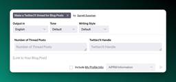 Screenshot of prompt input for a Twitter thread