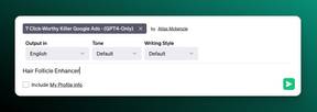 Screenshot of AIPRM Prompt Input for FB Ad Body Copy